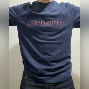 Carhartt K87 Loose Fit Heavyweight Short-Sleeve T-Shirt (Navy with Logo Print)